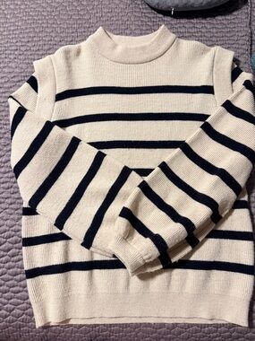 Striped Cream & Black Knit Sweater